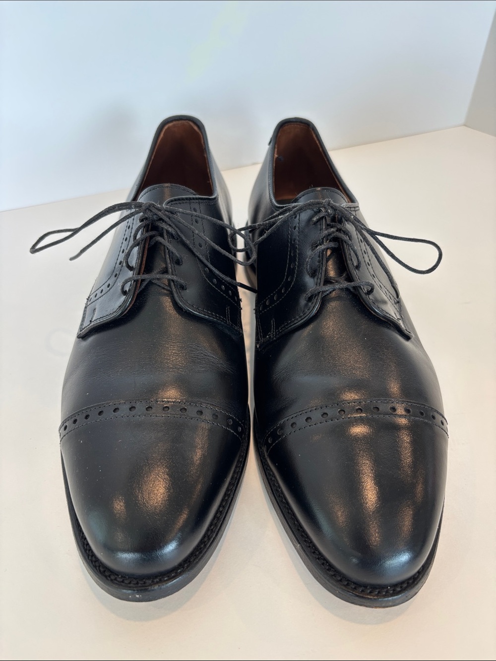 Allen Edmonds Clifton Black Leather Cap-Toe Oxford Shoes Size 8.5 3E